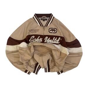 Ecko Unltd‎ Y2K Hip Hop Full Zip Lined Windbreaker Beige L